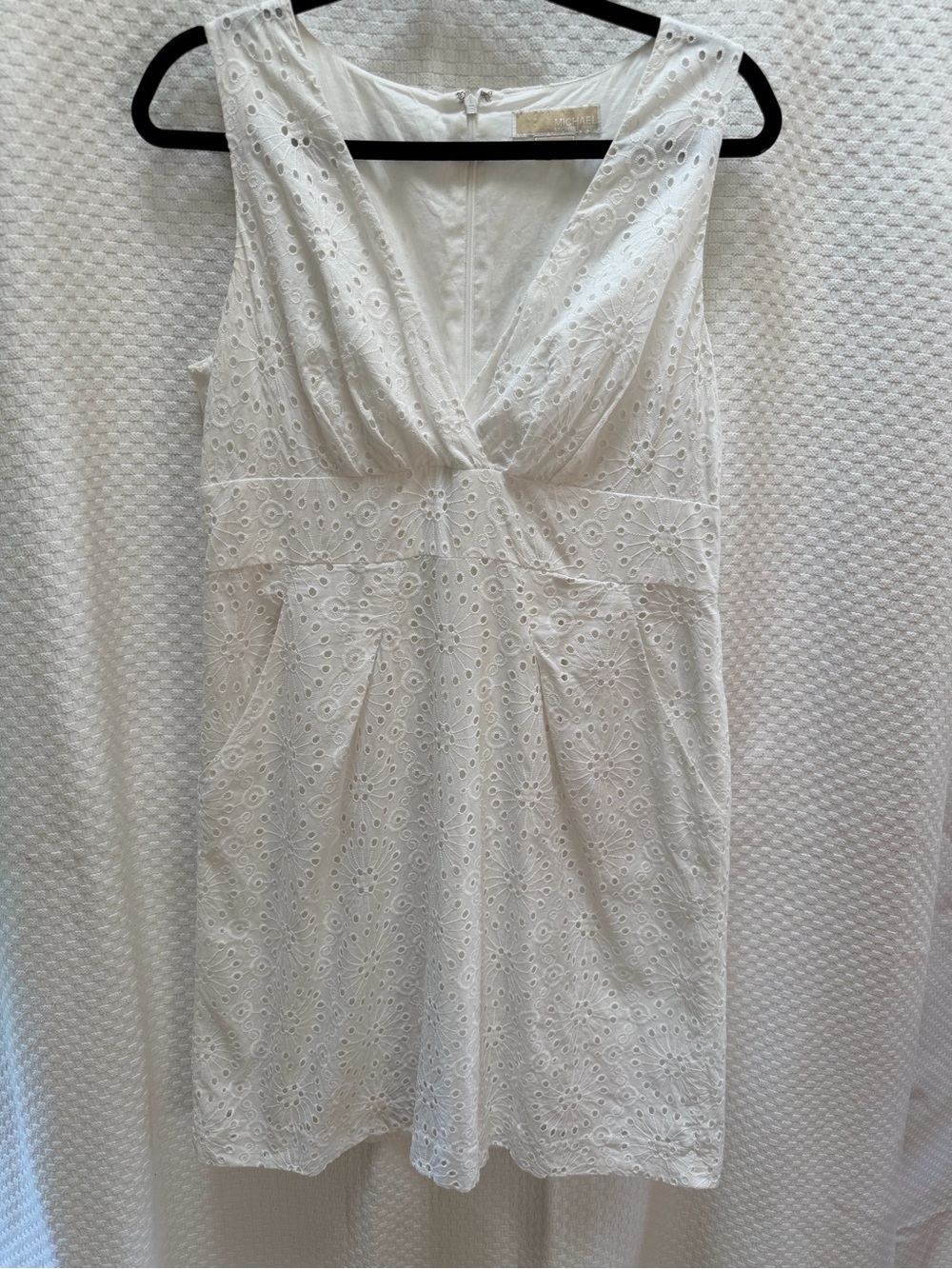 Michael Kors White Eyelet V-Neck Mini Dress